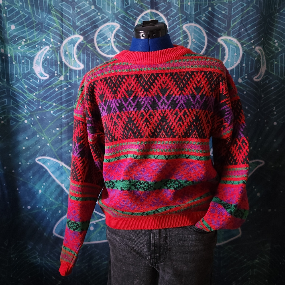 Vintage Lizwear Fair Isle Knit Sweater by Liz Claiborne Petites - Size Medium